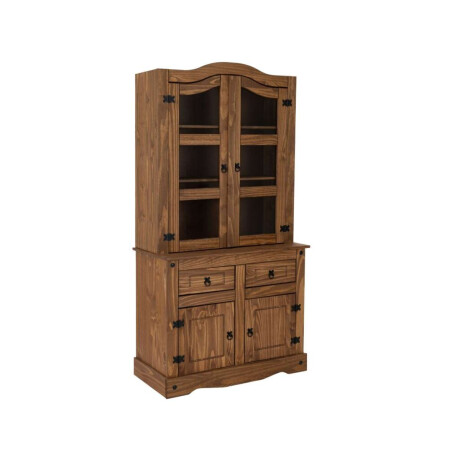 Cristalero 4 Puertas Madera Maciza Linea Mexicana Nogal