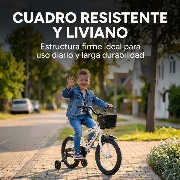 Bicicleta Infantil Shengdi R16 Canasto Parrilla Guardabarros Blanco 1