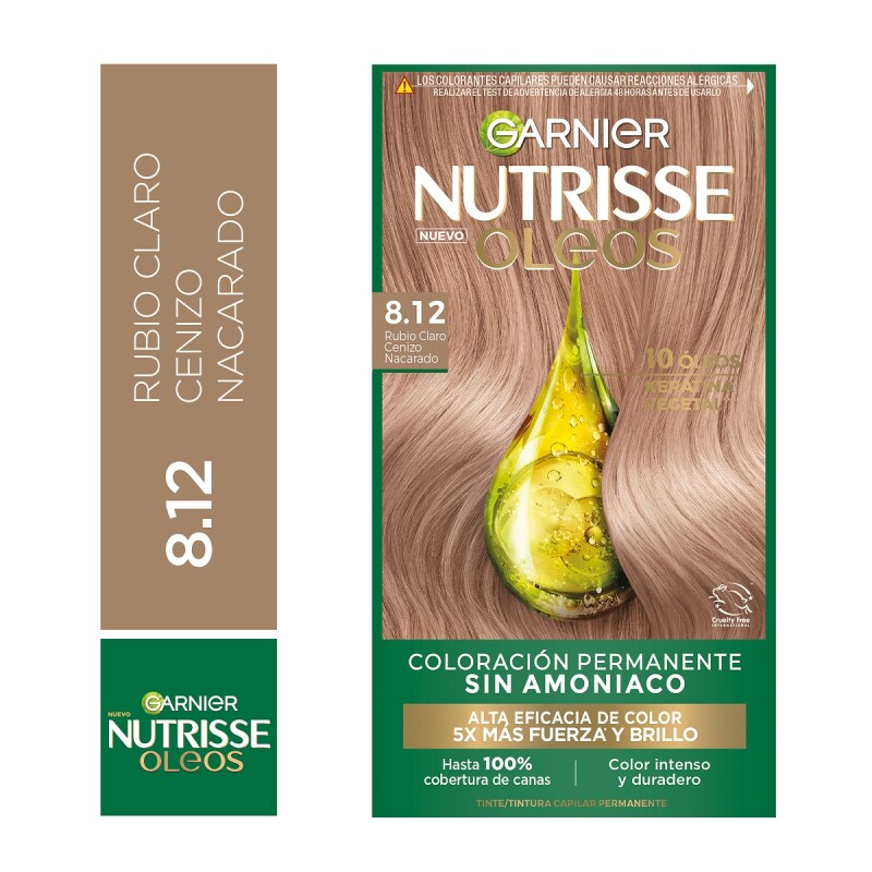 Tinta Garnier Nutrisse Oleos N°8.12 Rubio Claro Platinado Tinta Garnier Nutrisse Oleos N°8.12 Rubio Claro Platinado