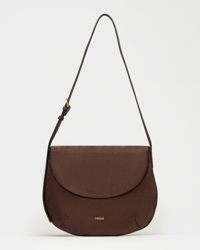 Cartera al hombro Mod en efecto gamuza Chocolate