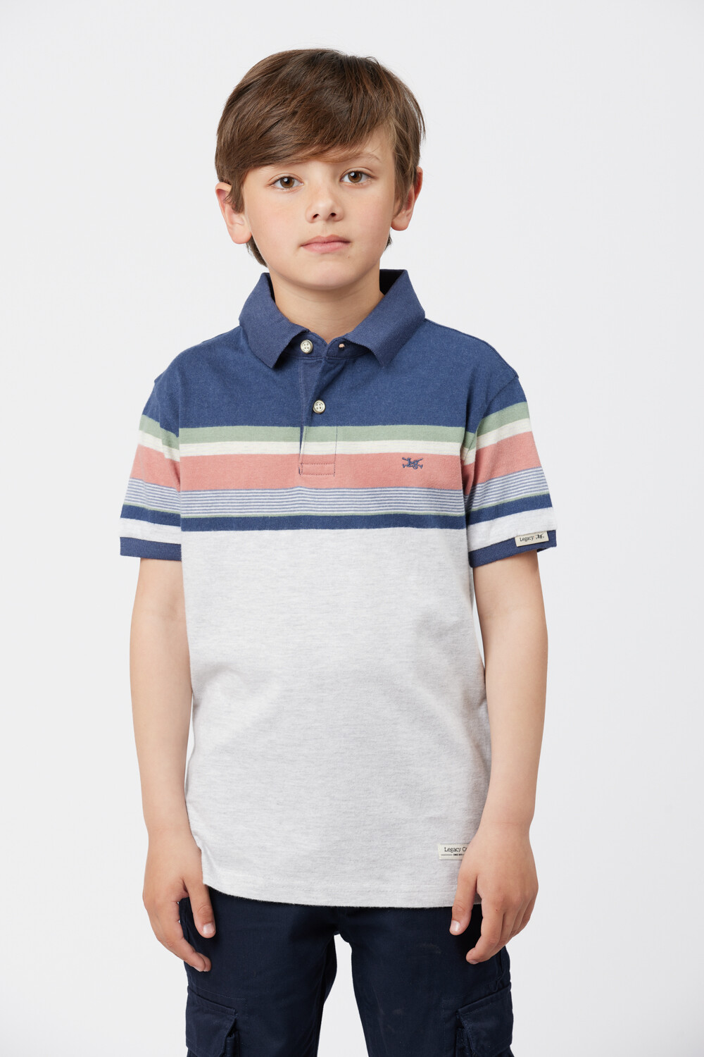 REMERA POLO RAYADA Gris