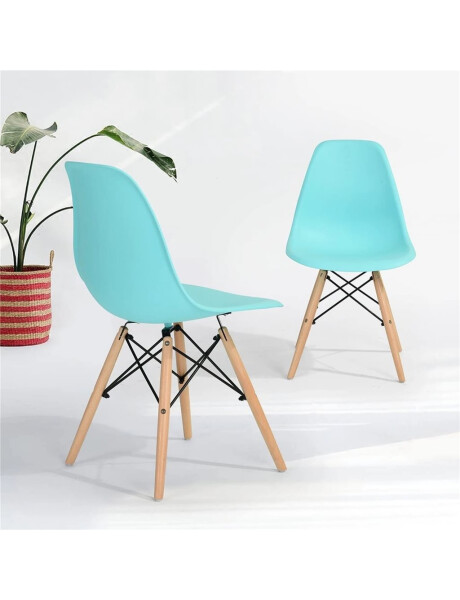 SILLA EAMES COMEDOR CON BASE EN MADERA TURQUESA SILLA EAMES COMEDOR CON BASE EN MADERA TURQUESA
