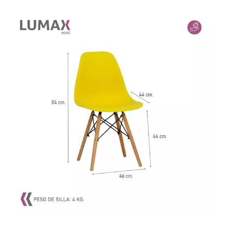 Silla De Comedor Eames Pack 4 Unidades Varios Colores Lumax Amarillo