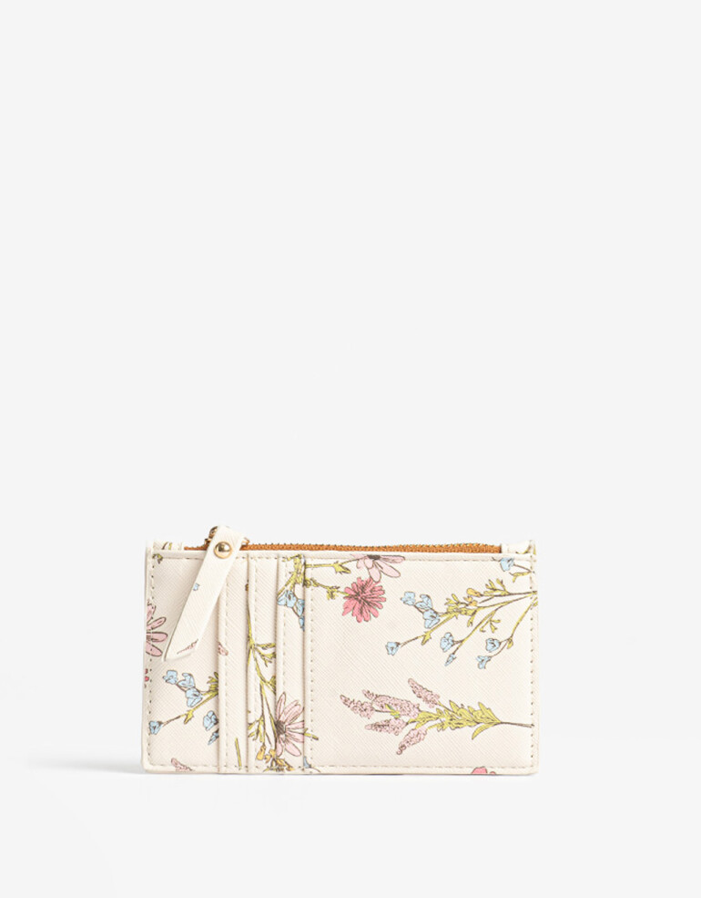 Tarjeteros Tarjetero Con Cierre Flores - Estampado Flores