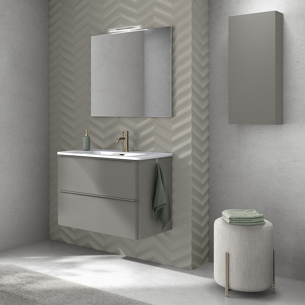 MUEBLE DE BAÑO DAI 80 CM ARENA MATE CON MESADA Mueble De Baño Dai 80 Cm Arena Mate Con Mesada