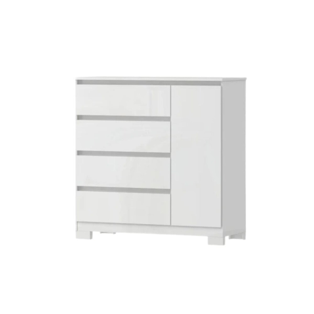 CÓMODA ZAPATERA - 4 CAJONES 1 PUERTA BLANCO