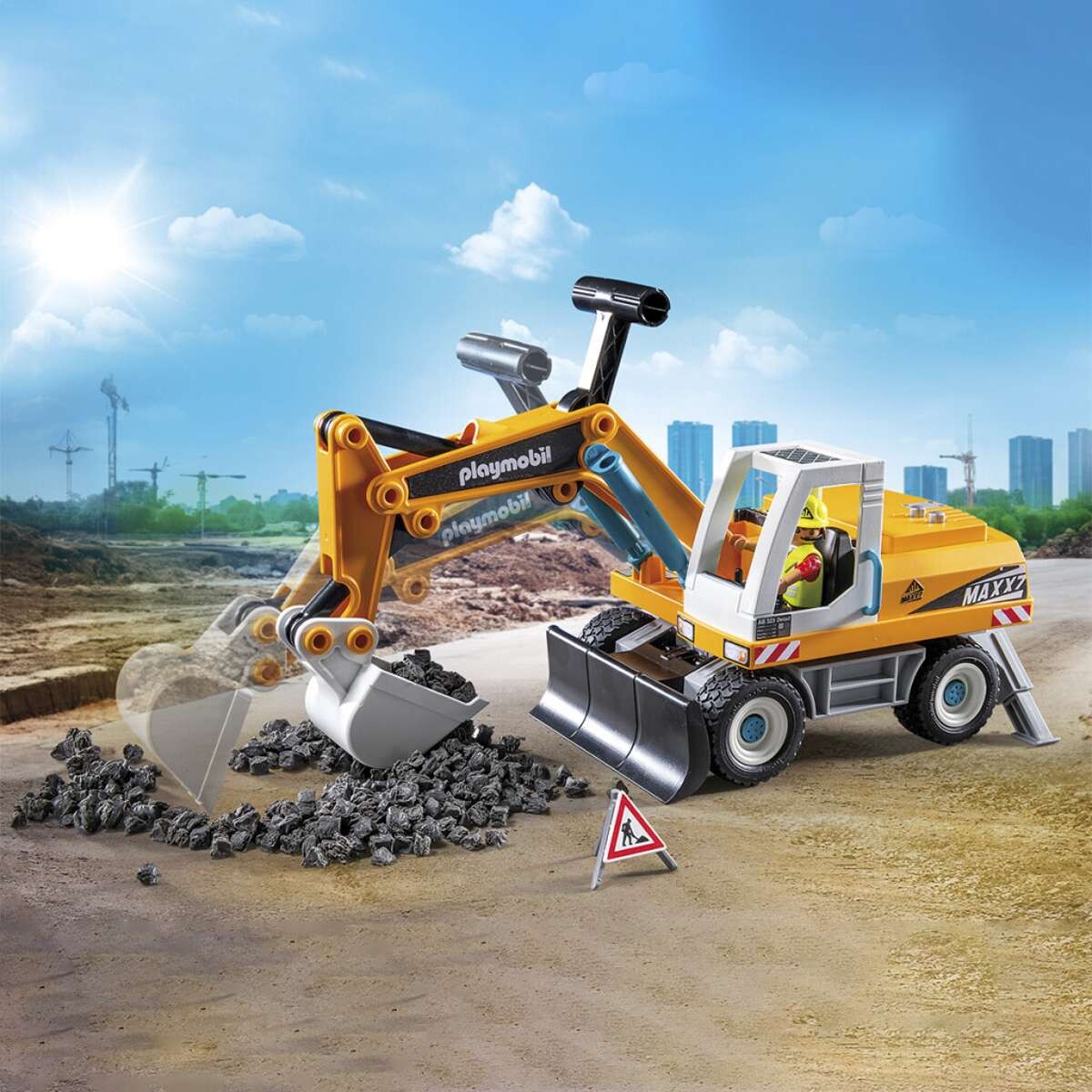 Obrero Con Excavadora Grande Playmobil - 32 Piezas 