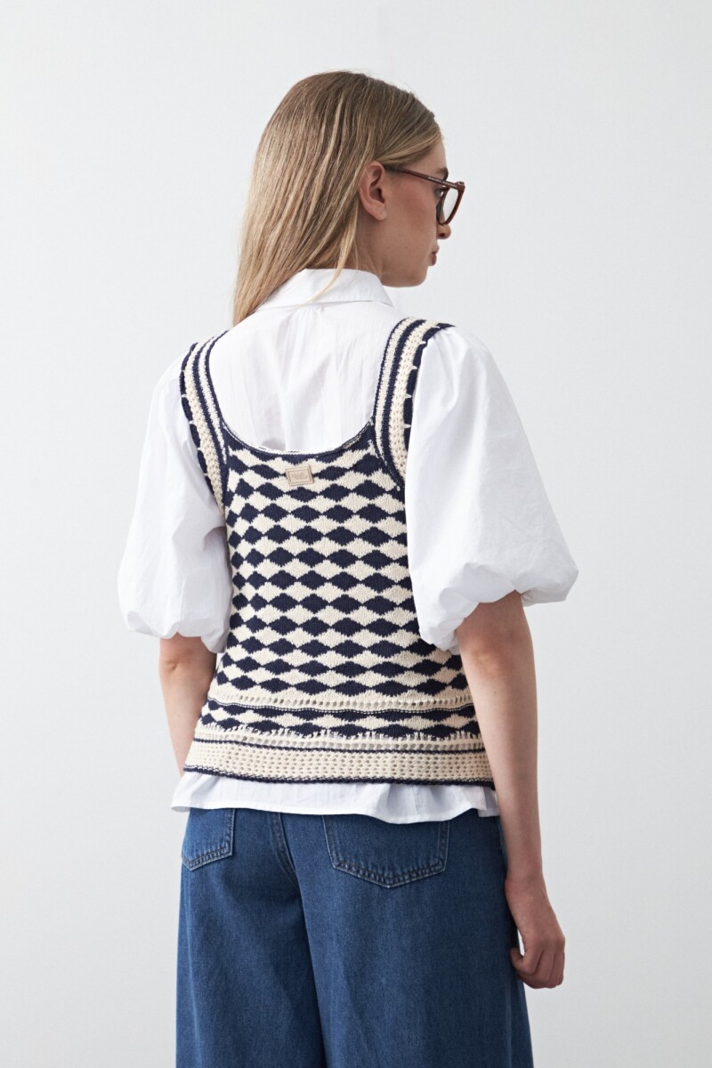 TOP EVARISTO Blanco/Azul