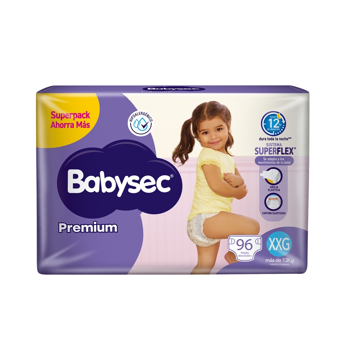 Pañales Babysec Premium Xxg Flexiprotec 96 Unidades 