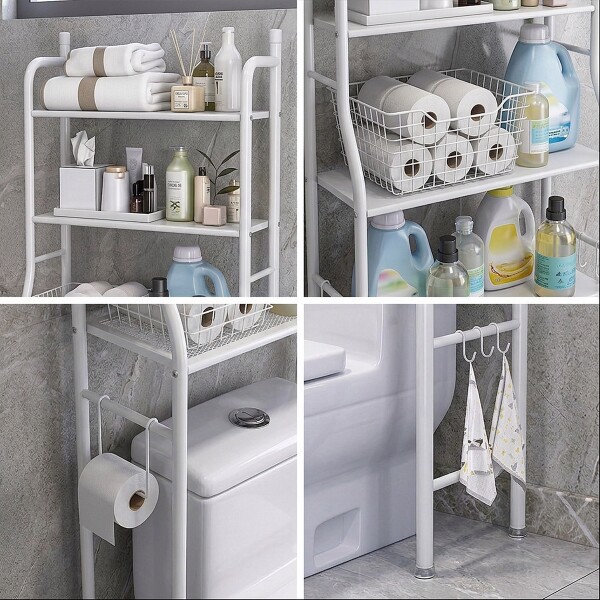 Estantes Armario Mueble Organizador Baño Inodoro Metal Acero Imback Color Blanco Estantes Armario Mueble Organizador Baño Inodoro Metal Acero Imback Color Blanco