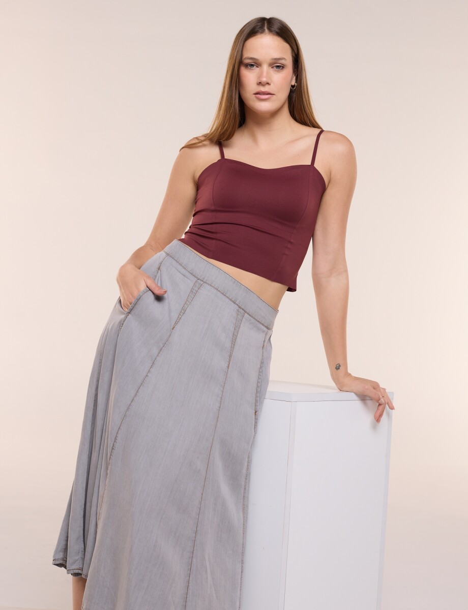 Falda Midi Lyocell - Gris Claro 