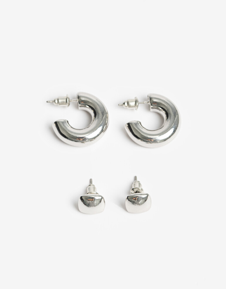 Aros Sets Metal Set De Aros Metal Bold - Plateado Rodio