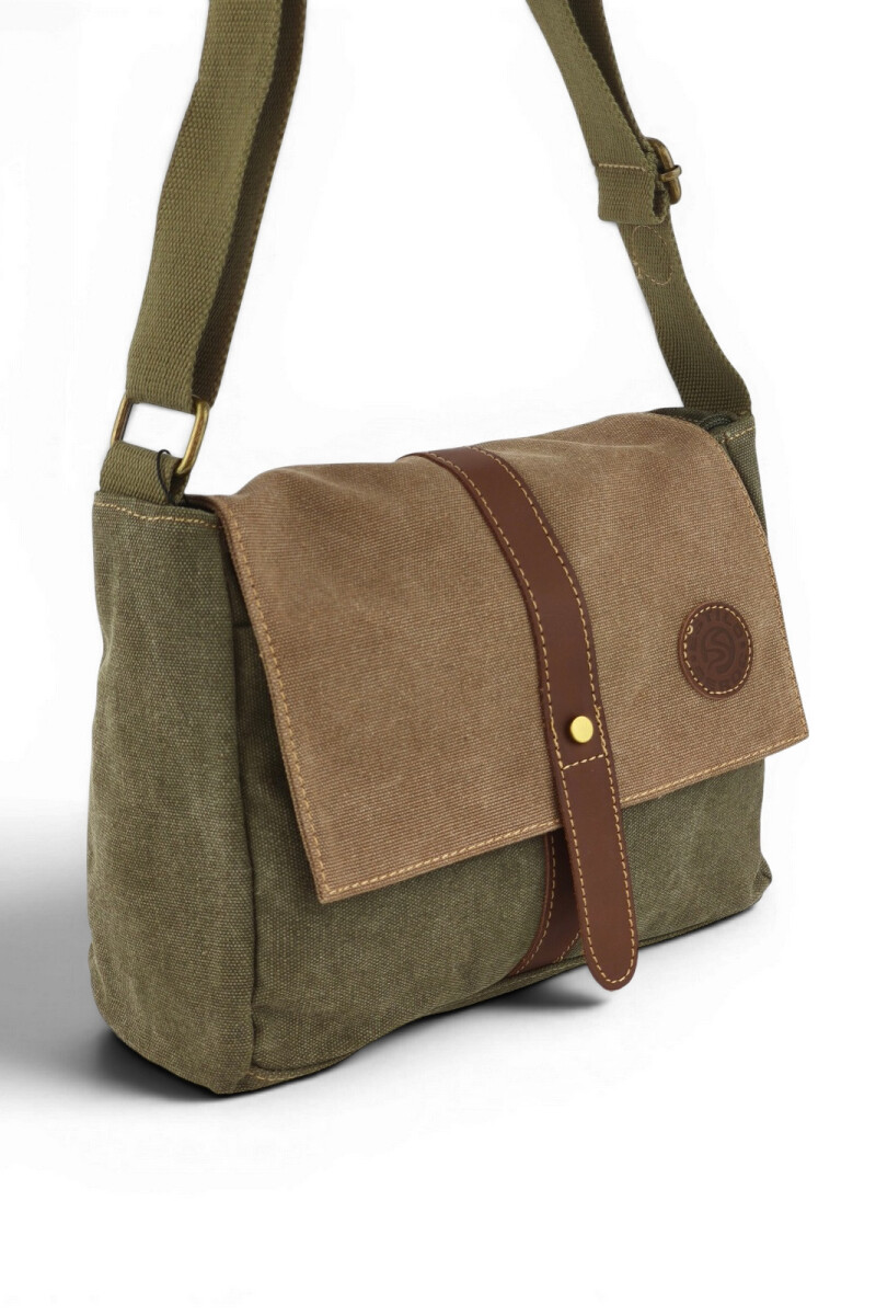 Morral de lona Verde con Marrón