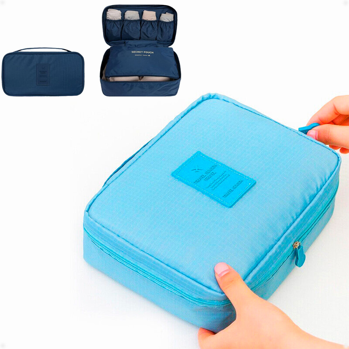Bolsa impermeable organizador de valija, estuche de almacenamiento para viaje - Celeste 