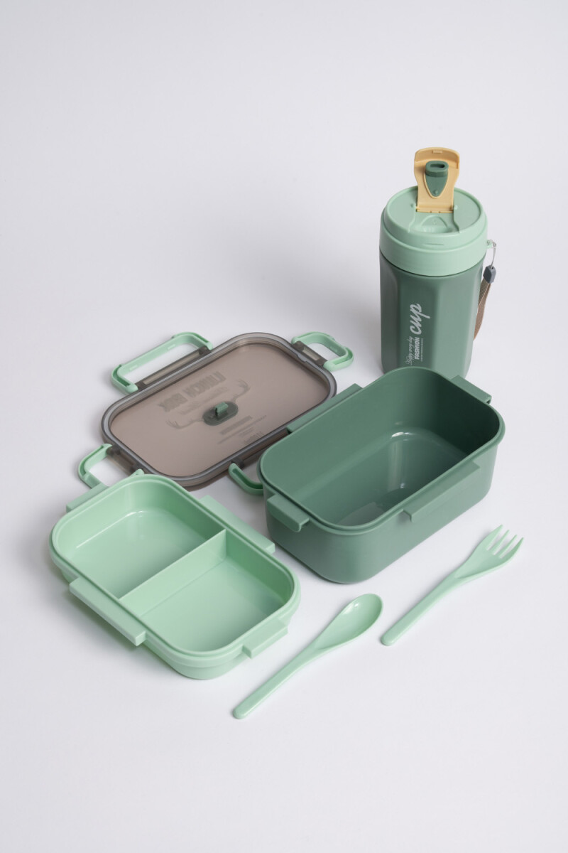 Set lunchera con vaso Verde