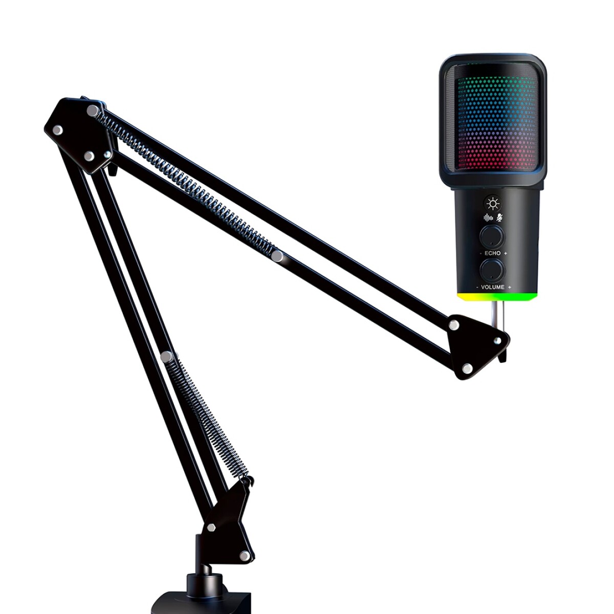 Micrófono RGB USB con Brazo Articulado - Negro 