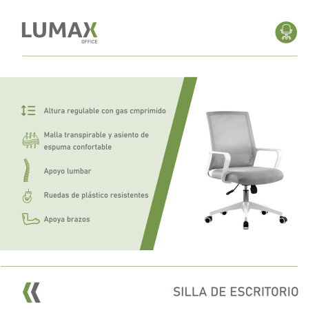 Silla de Escritorio Oficina Lumax Ryan Gris/Blanco