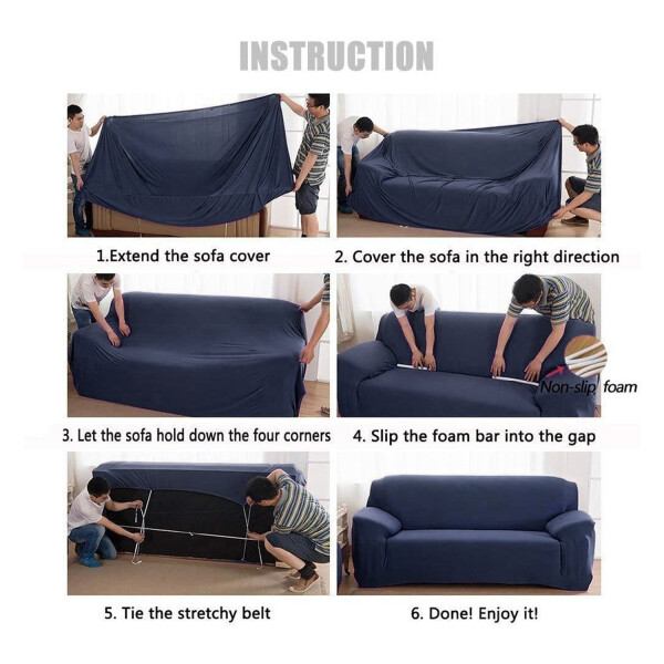 Cubre Sofa Elastico Elastizado Funda 1 Cuerpo Plaza Variante Color Gris Azulado 2