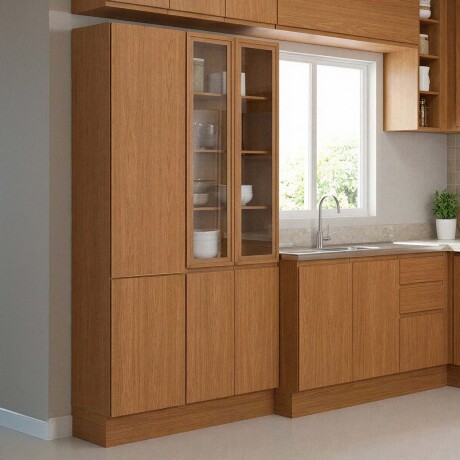 ARMARIO CRISTALERO 70 CM MDF-Y-MDP MARRON GÉNOVA