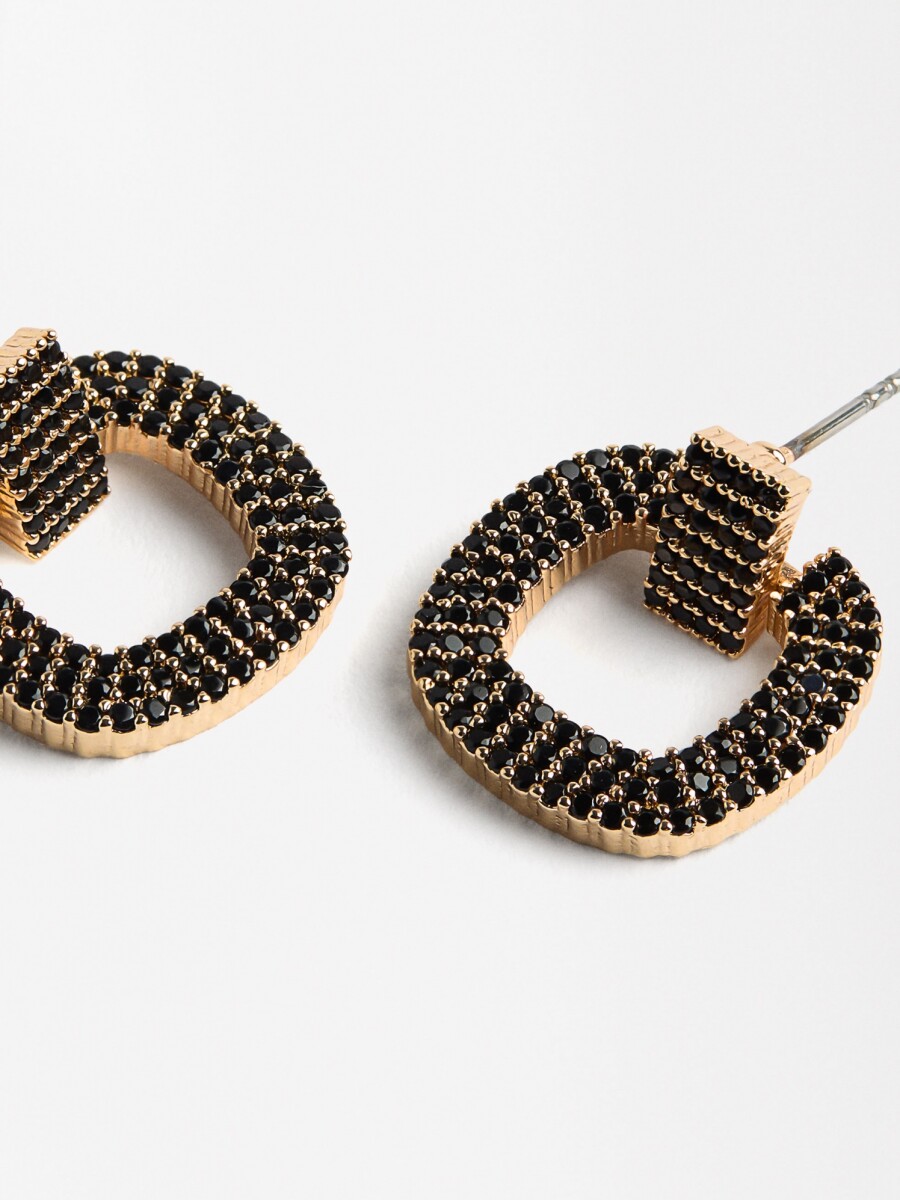 Pendientes Cuadrados Con Circonitas negro