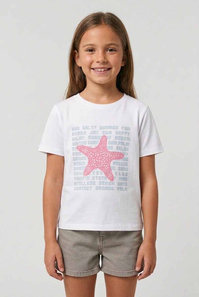 Remera m/c estampada Starfish - Blanco 