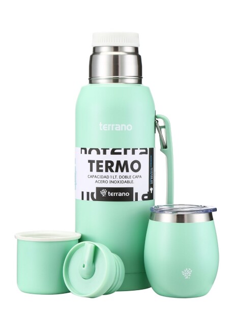 Set Acero 1Lt. Mate con Tapa Verde Agua