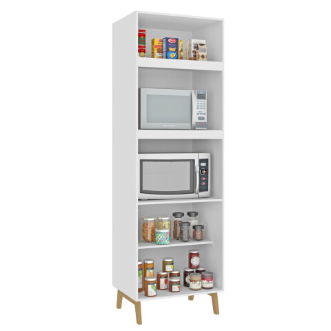 Mueble Alacena Multiusos de Cocina Bajo Mesada con Módulos para Microondas en MDP - Madera - Línea Melilla - Blanco Mueble Alacena Multiusos de Cocina Bajo Mesada con Módulos para Microondas en MDP - Madera - Línea Melilla - Blanco