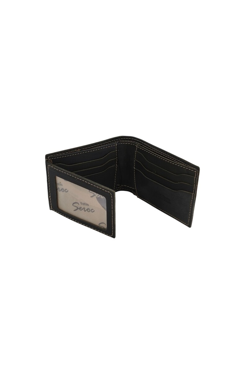 Billetera de cuero con detalle en guarda pampa Negro