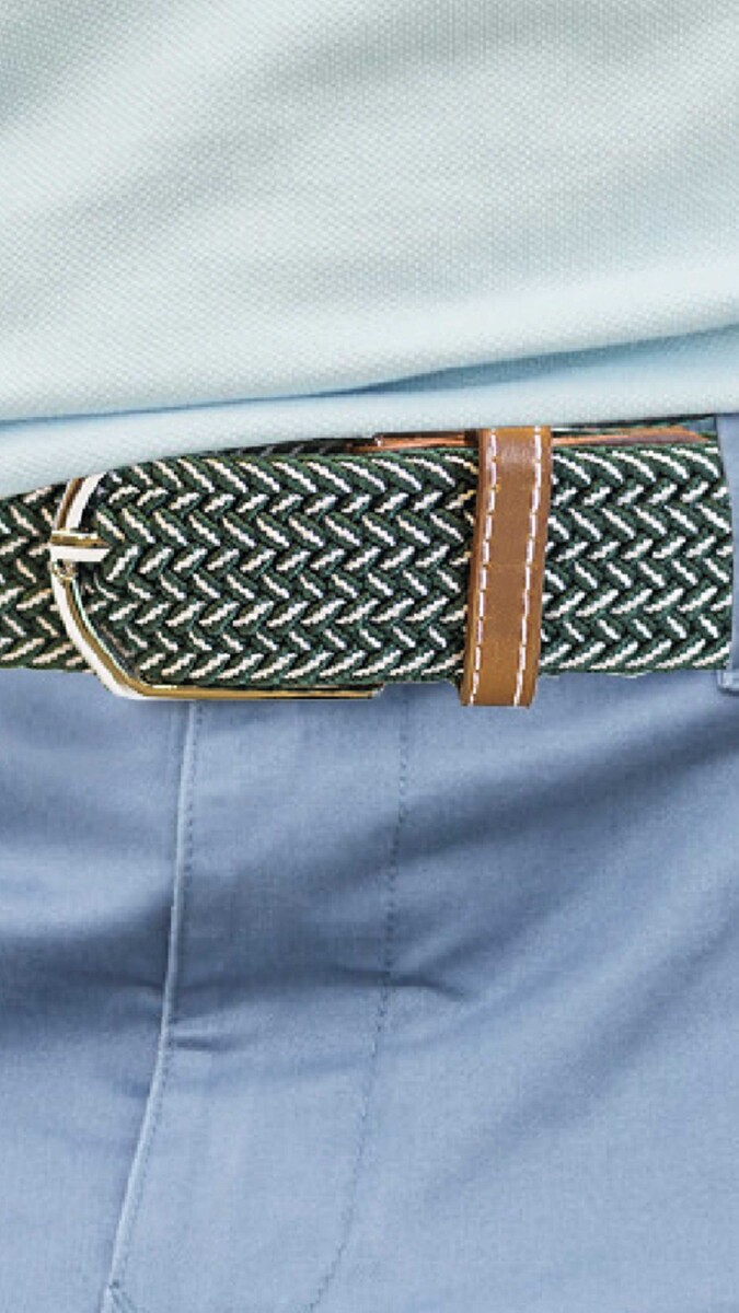 CINTO UNISEX ELASTIZADO - VERDE Y CENIZA 