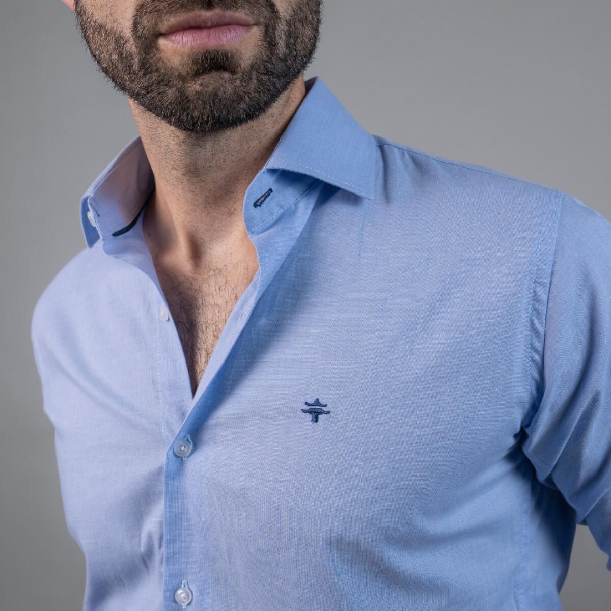 Camisa Luxury - Celeste claro jaspeado 