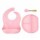 Set de Comida para Bebé con Babero Plato Cuchara en Silicona Rosa