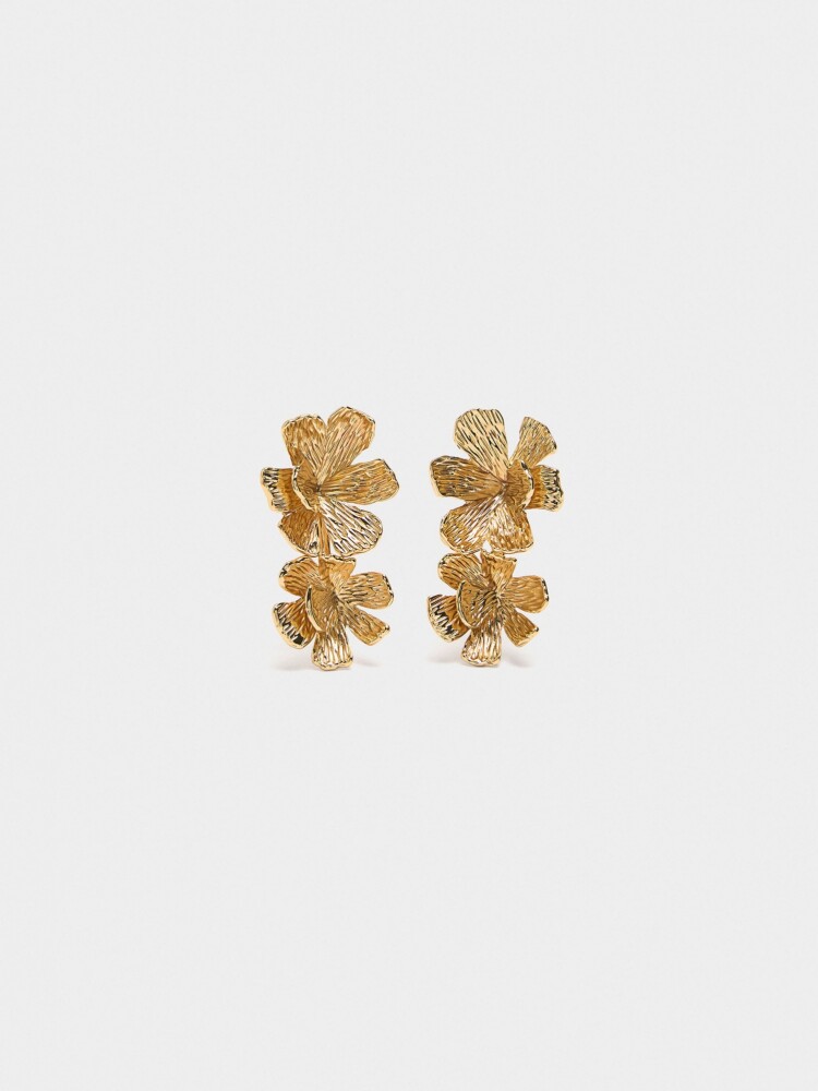 Pendientes Largos Flor dorado