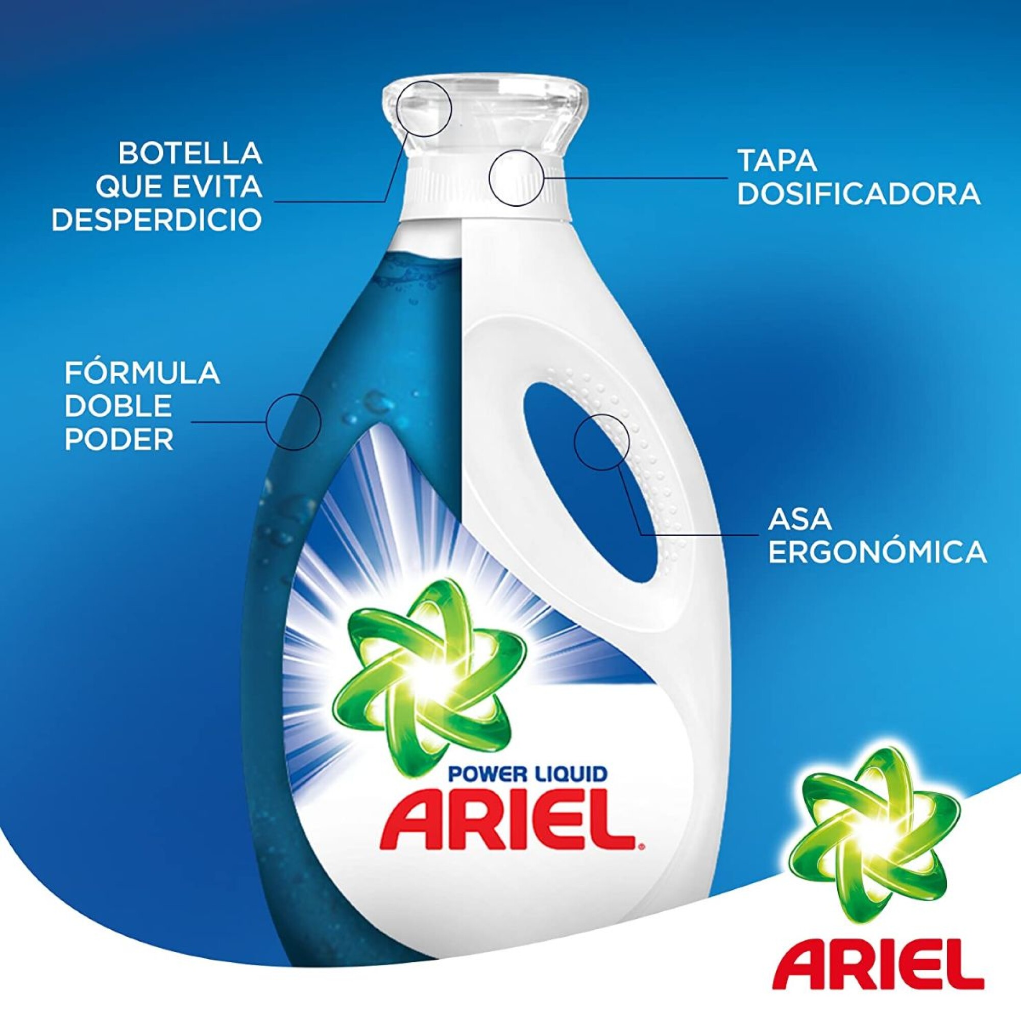 Power Original detergente máquina líquido botella 65 dosis · ARIEL