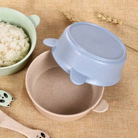 Set de Bowl Tazón y Cuchara para Comida Bebé en Plástico Azul