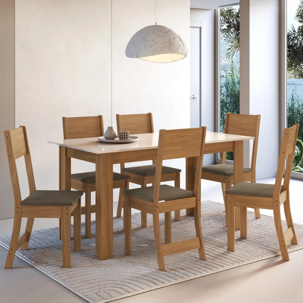 JUEGO DE COMEDOR MESA Y 6 SILLAS CON ASIENTO TAPIZADO JUEGO DE COMEDOR MESA Y 6 SILLAS CON ASIENTO TAPIZADO