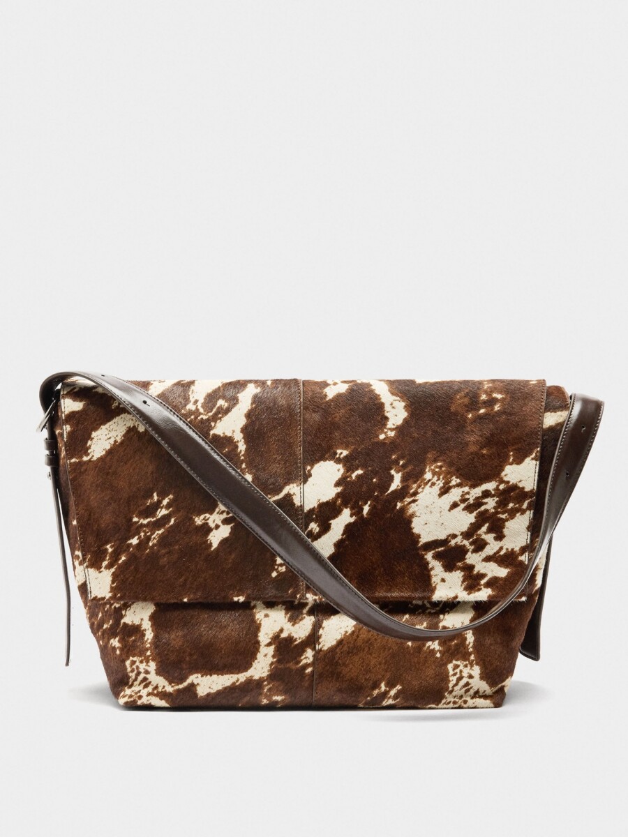 Bolso De Hombro De Piel Con Pelo crudo