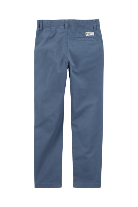 Pantalón clásico de sarga, entallado, azul Sin color