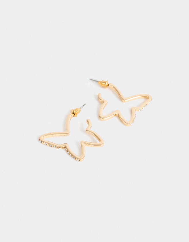 Aros Argollas Con Mariposas Argollas De Mariposa - Dorado