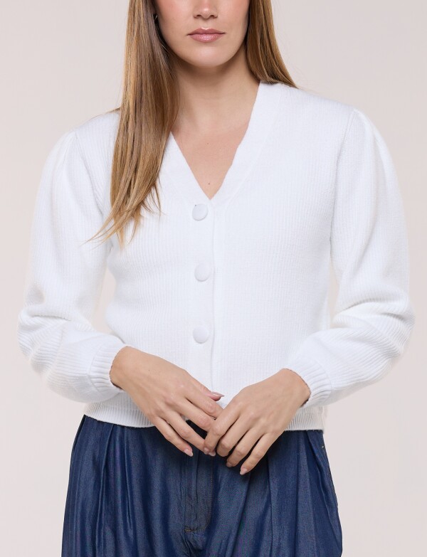 Cardigan Botones Forrados BLANCO
