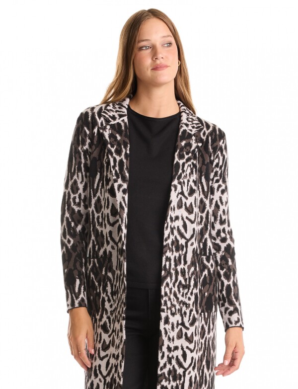 Chaqueta Tejida Larga NEGRO/GRIS