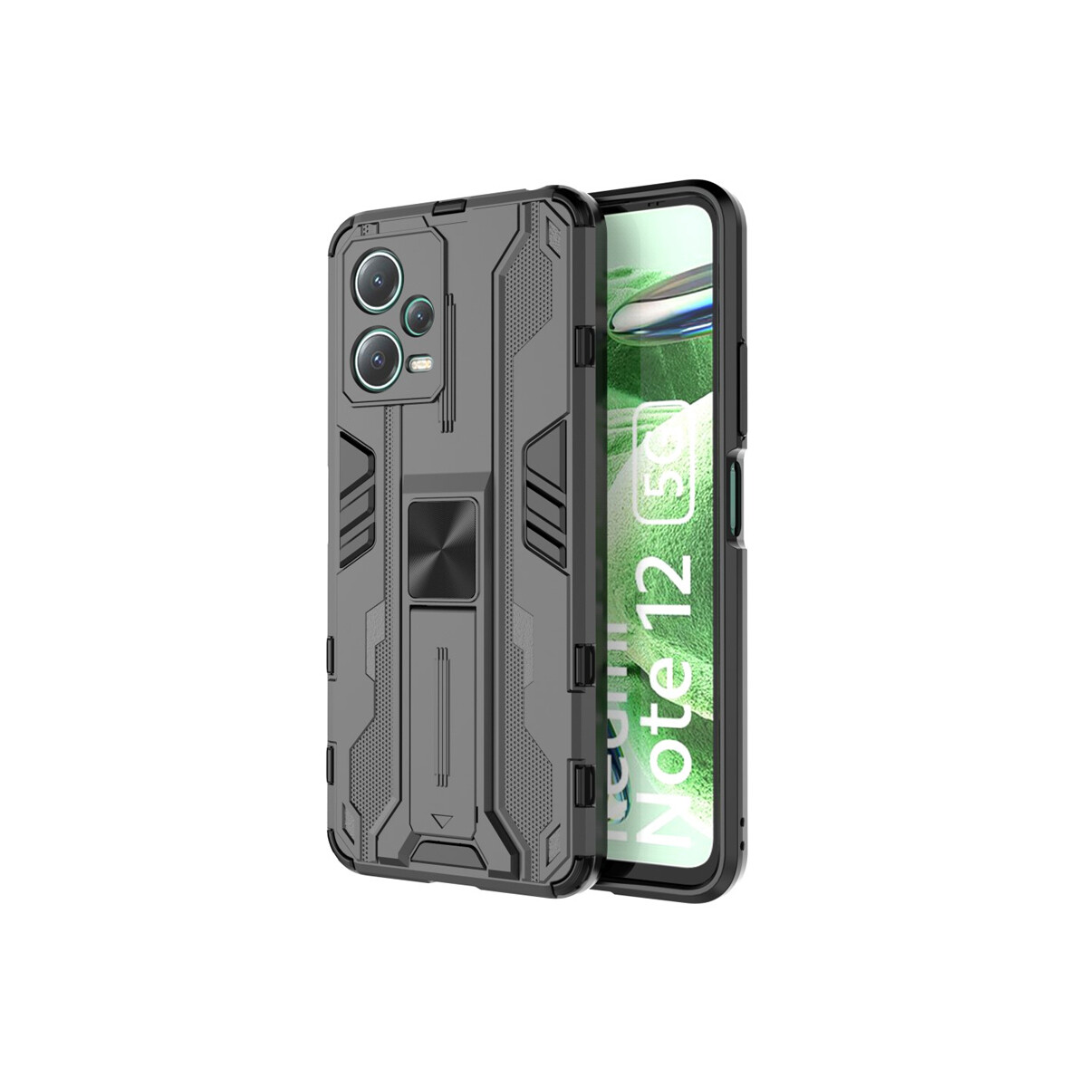 Protector rígido Xiaomi Redmi Note 12 5G con soporte color negro 