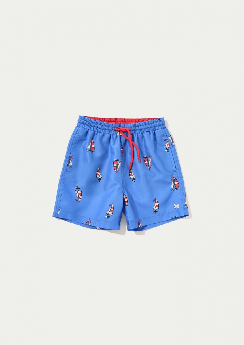 BERMUDA INFANTIL ESTAMPADA - AZUL 