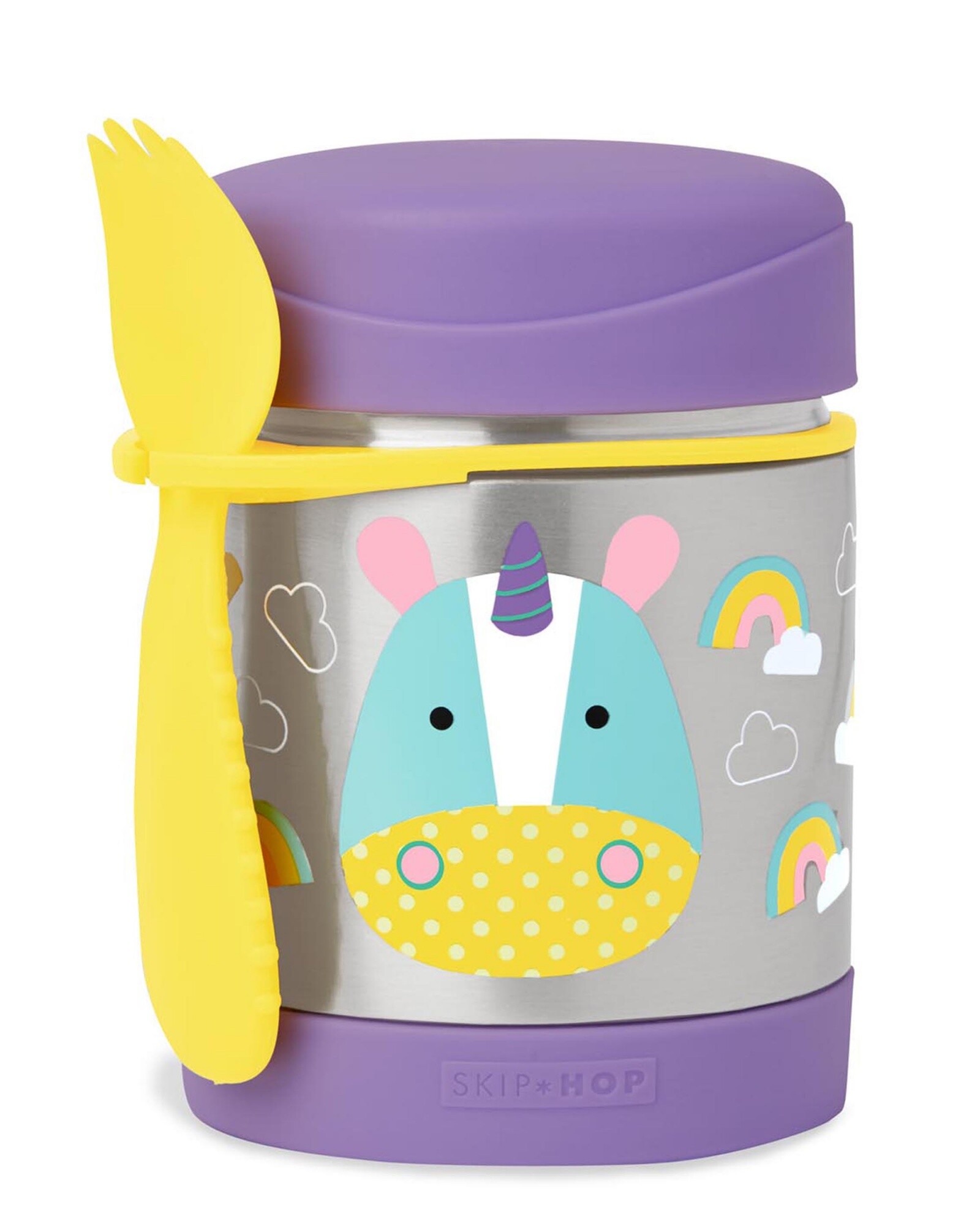 Tupper de acero inoxidable con cubierto, diseño unicornio Sin color