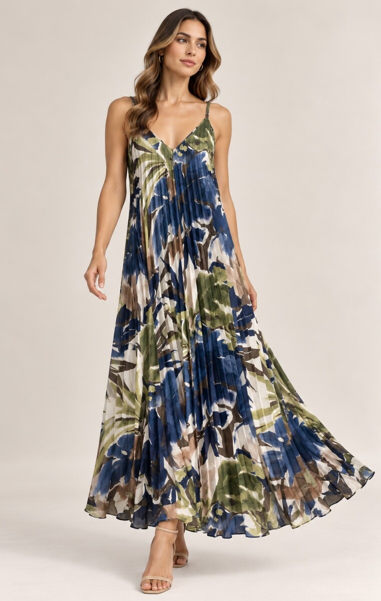 VESTIDO PLISADO - AZUL 