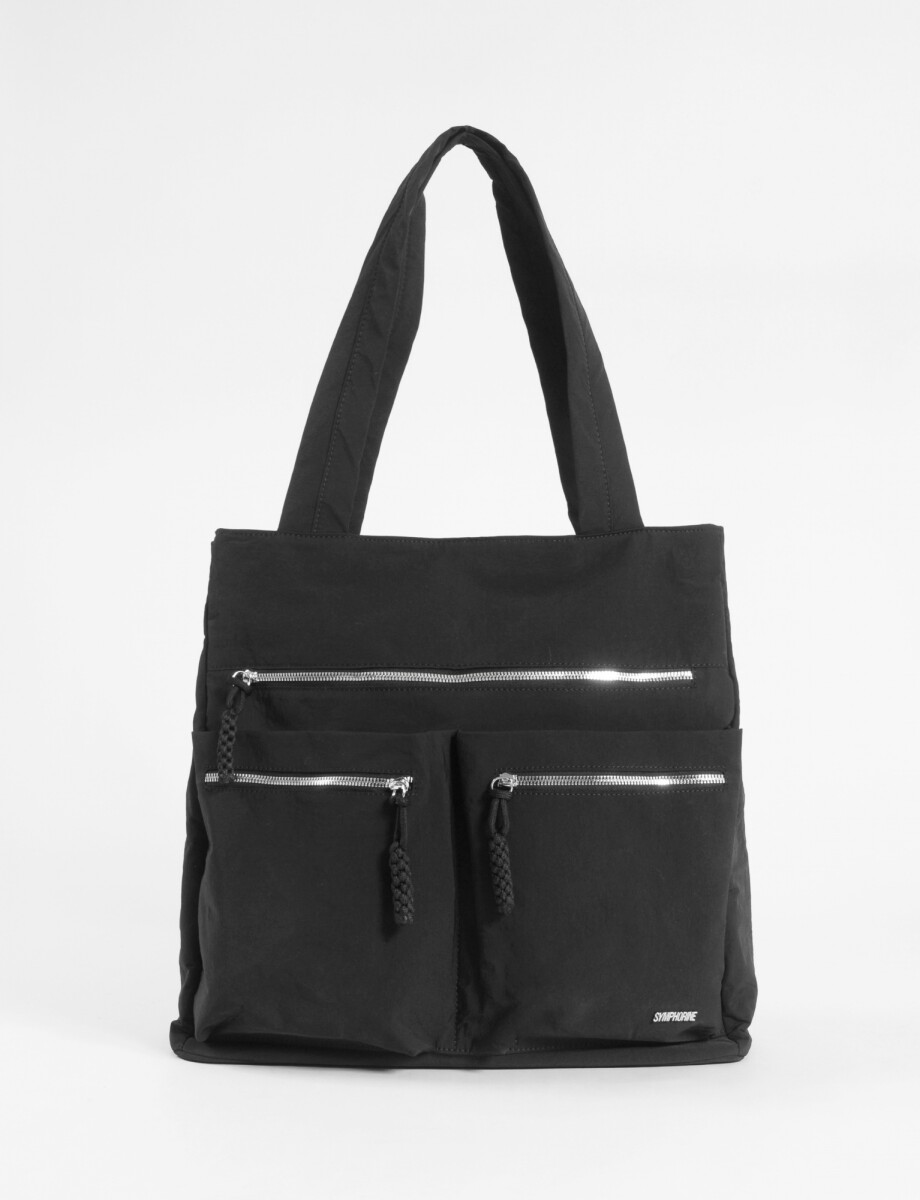 Shopper oversize cierres - negro 