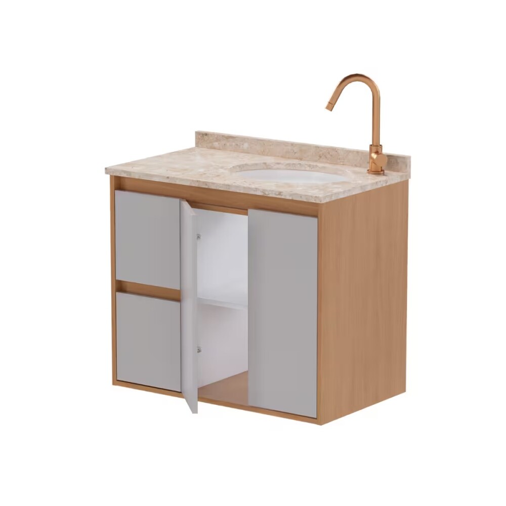 Mueble de baño Danubio Suspendido 80 cm mesada granito con lavatorio incorporado Mueble De Baño Danubio Suspendido 80 Cm Mesada Granito Con Lavatorio Incorporado