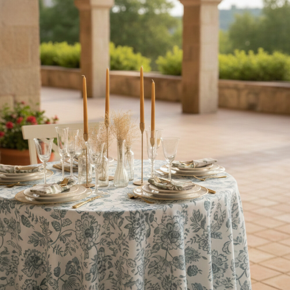 Mantel Clásico 100% Algodón 220cm - Pilar Bluestone