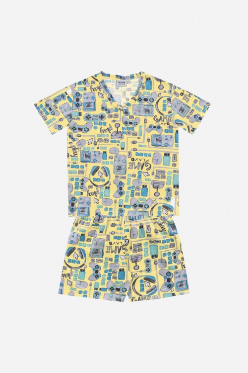 Conjunto de pijamas para niños (camiseta y shorts) AMARILLO