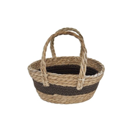 CANASTO DE FIBRA CON ASA 25X16X11CM MARRON