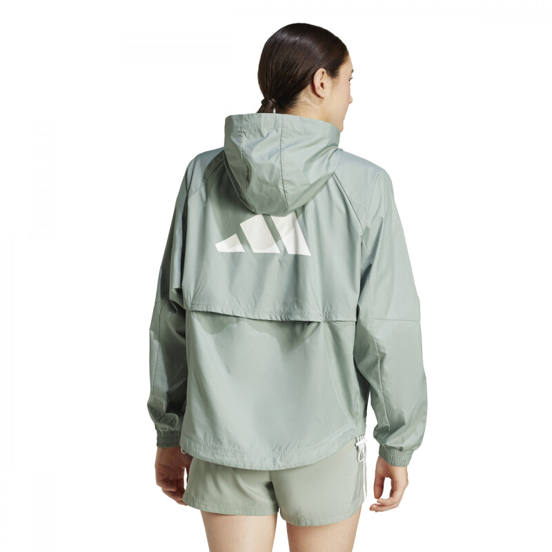 Campera Adidas HYGLM WINDB de Mujer - JC9847 Gris Verdoso-blanco